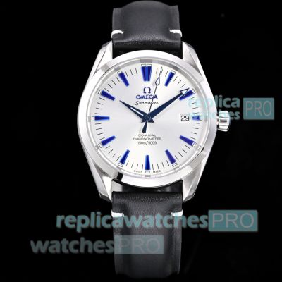 VSF Swiss Copy Omega Seamaster Aqua Terra 150m White Dial 39mm Leather Strap Watch 